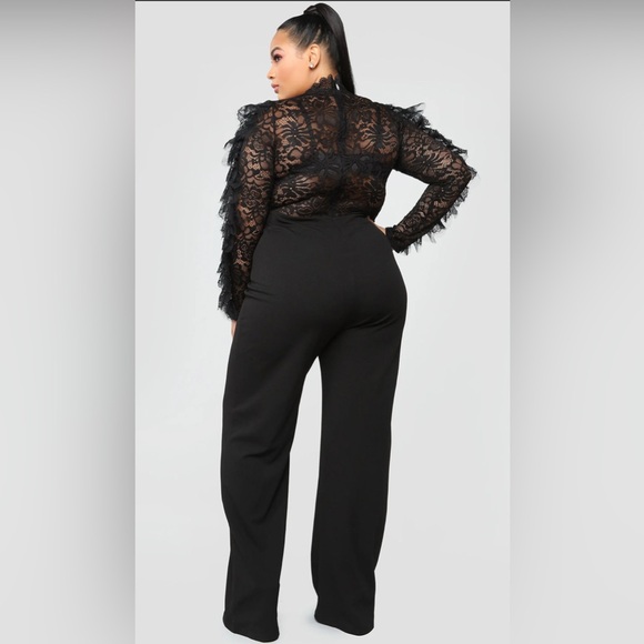 In my shadow black lace long sleeve wide leg jumpsuit whimsigoth cocktail - Picture 2 of 10